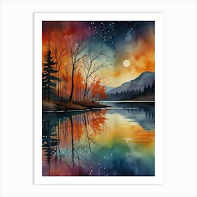 Sunset By The Lake 3 Art Print