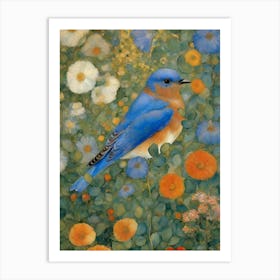 Bluebird in style of Klimt Art Print