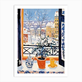 The Windowsill Of Krakow   Poland Snow Inspired By Matisse 2 Art Print