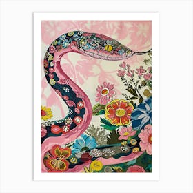 Floral Animal Painting Snake 1 Art Print