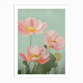 Lotus Flowers Acrylic Painting In Pastel Colours 10 Art Print