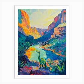 Dinosaur In The Canyon Painting 1 Art Print