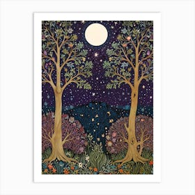 William Morris Two Trees At Night 1 Art Print