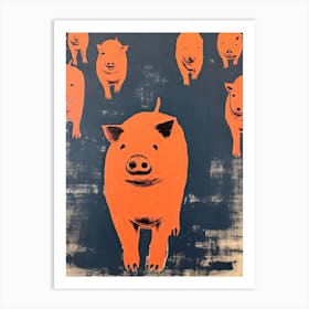 Pig, Woodblock Animal Drawing 3 Art Print