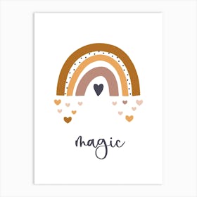 Cute Boho Rainbow, Magic Lettering, Baby Art Print