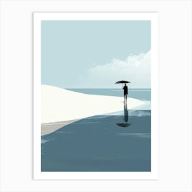 Man On The Beach, Minimalism Art Print