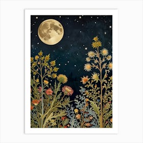 Moon And Flower 4 Style William Morris Art Print