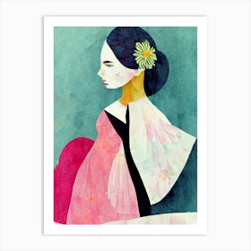 Girl With A Pink Dress Art Print