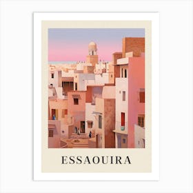 Essaouira Morocco 2 Vintage Pink Travel Illustration Poster Art Print