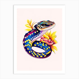 Speckled Rattlesnake Tattoo Style Art Print