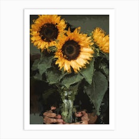 Sunflowers In A Jar Art Print