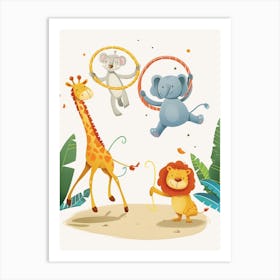 Giraffes And Lions Kids and Nursery Art Print