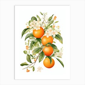 Oranges And Flowers 2 Art Print