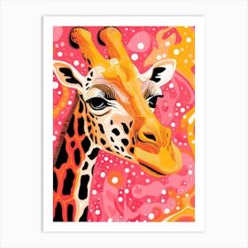 Abstract Giraffe Yellow & Pink Pattern 3 Art Print