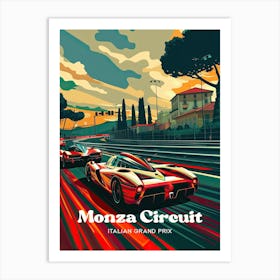 Monza Circuit Italian Grand Prix Mclaren Travel Illustration Art Print