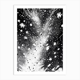 Falling, Snowflakes, Black & White 1 Art Print