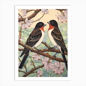 Art Nouveau Birds Poster Barn Swallow 4 Art Print