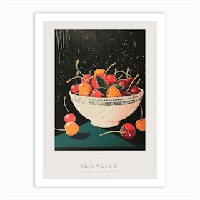 Art Deco Cherries In A Bowl Poster Art Print