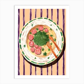 A Plate Of Anchovies, Top View Food Illustration 4 Art Print