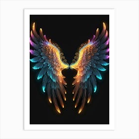 Neon Angel Wings 5 Art Print