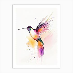 Hummingbird At Sunrise Minimalist Watercolour 4 Art Print