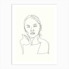 Portrait Of A Woman Hand Drawing Line Art 13 Art Print