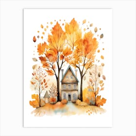 Cute Autumn Fall Scene 8 Art Print