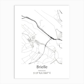 Brielle,Netherlands Minimalist Map Art Print