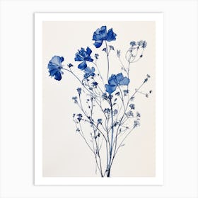 Blue Botanical Gypsophila Babys Breath 3 Art Print
