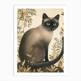 Siamese Cat Japanese Illustration 3 Art Print