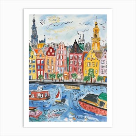 Amsterdam, Dreamy Storybook Illustration 3 Art Print