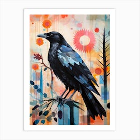 Bird Painting Collage Raven 2 Art Print