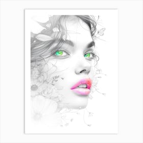 Woman Face Beautiful Illustration Art 03 Art Print