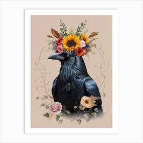 Crow With Flowers 9 Art Print