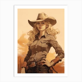 Vintage Style Cowgirl 3 Art Print