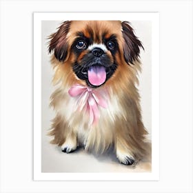 Pekingese 3 Watercolour Dog Art Print