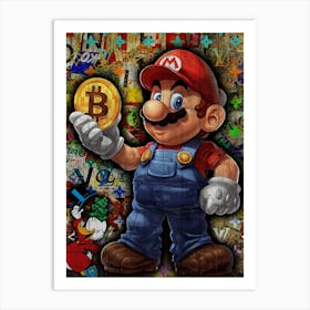 Pop Art Mario Bitcoin Art Print