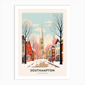 Vintage Winter Travel Poster Southampton United Kingdom 1 Art Print