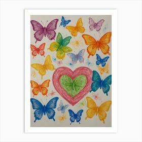 Butterflies And Hearts Art Print