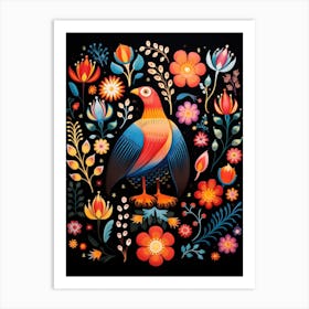 Folk Bird Illustration Falcon 3 Art Print