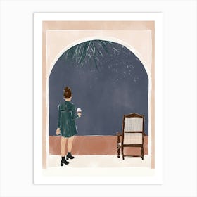 Girl Looking At The Stars Art Print