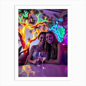 Two Women At A Bar Art Print