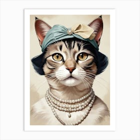 portrait of a cat from the 19th century Art Print