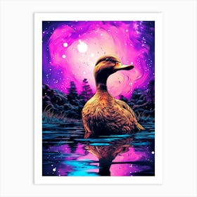 Duck In The Water Art Print