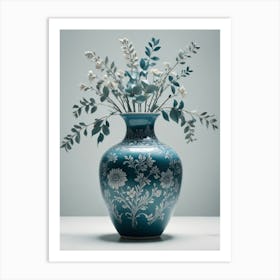 Blue Vase With Flowers Art Print