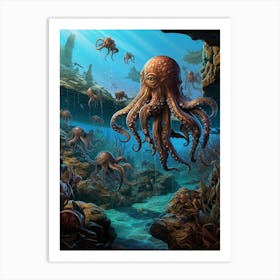 Octopus Migrating Illustration 1 Art Print