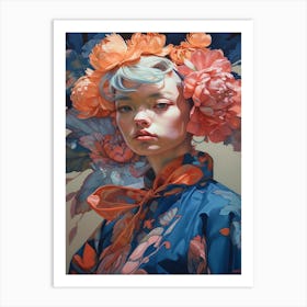 Asian Girl With Flowers 2 Art Print