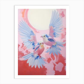 Pink Ethereal Bird Painting Bluebird 1 Art Print