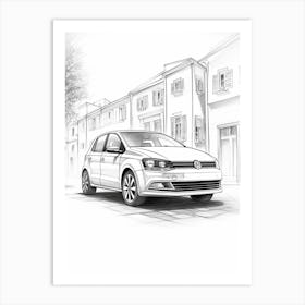 Volkswagen Golf Line Drawing 20 Art Print