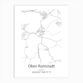 Ober Ramstadt,Germany Minimalist Map Art Print